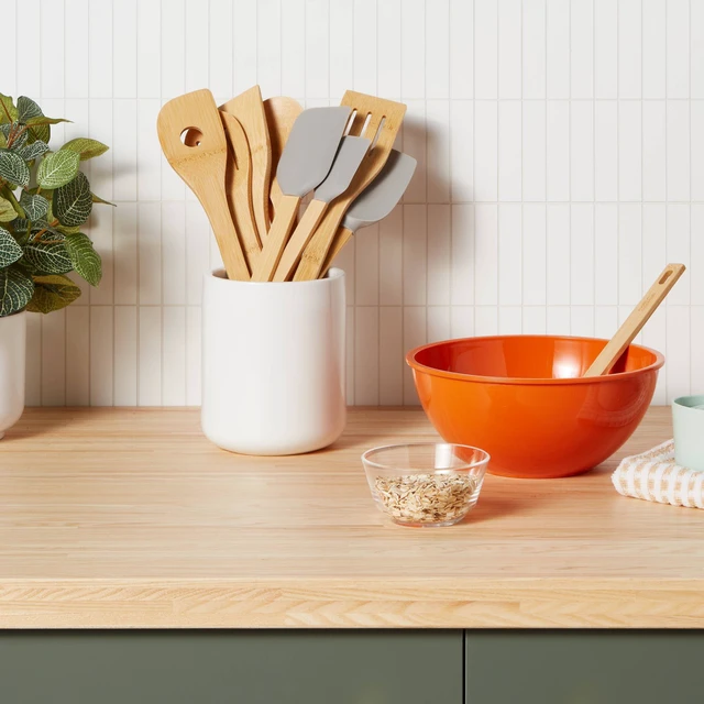 Alt view image 2 of 7 - 10pc Bamboo Utensil Set with Silicone Natural Wood - Room Essentials