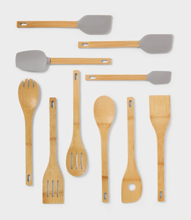 Main image of 10pc Bamboo Utensil Set with Silicone Natural Wood - Room Essentials