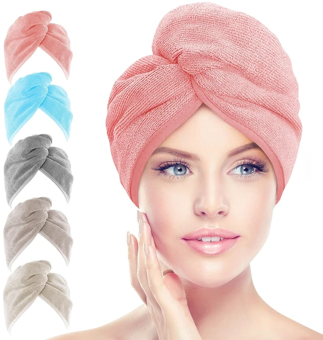 Main image of Towel Wrap, 5 Pack Absorbent Fast Drying Hair Towels 26"×10"