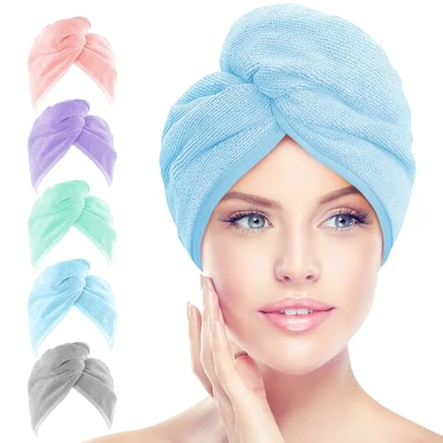 Alt view image 3 of 5 - Towel Wrap, 5 Pack Absorbent Fast Drying Hair Towels 26"×10"