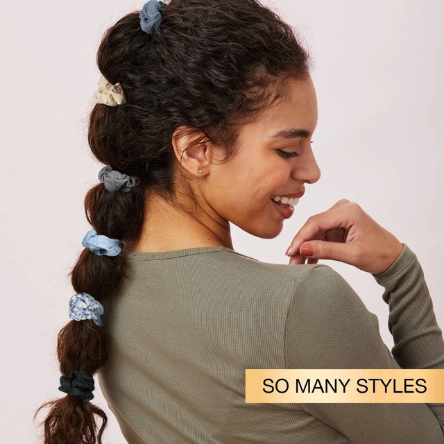 Alt view image 2 of 7 - Mixed Fabric Scrunchies - Neutrals - All Hair - 6pcs: Hair Styling Elastic, Fashion Accessory