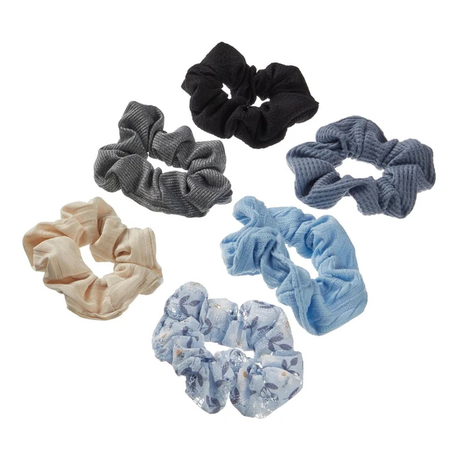 Alt view image 5 of 7 - Mixed Fabric Scrunchies - Neutrals - All Hair - 6pcs: Hair Styling Elastic, Fashion Accessory