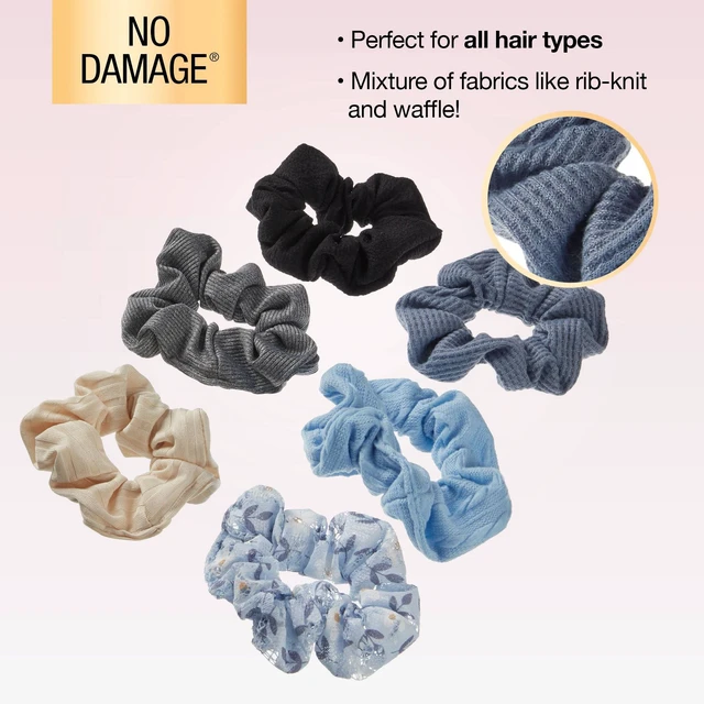 Alt view image 6 of 7 - Mixed Fabric Scrunchies - Neutrals - All Hair - 6pcs: Hair Styling Elastic, Fashion Accessory