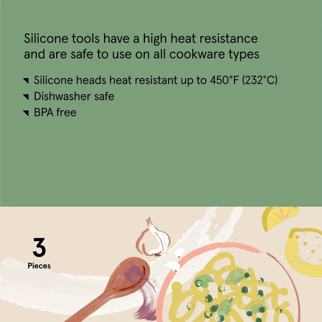 Alt view image 5 of 5 - 3pc Silicone Mini Turner Basting Brush and Tongs Set - Figmint