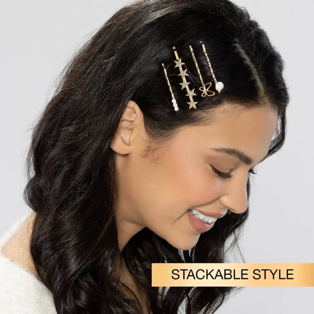 Alt view image 3 of 7 - Rhinestone and Pearl Embellished Metal Bobby Pins - All Hair - 20pcs