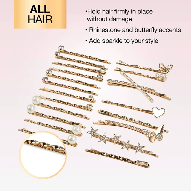 Alt view image 5 of 7 - Rhinestone and Pearl Embellished Metal Bobby Pins - All Hair - 20pcs
