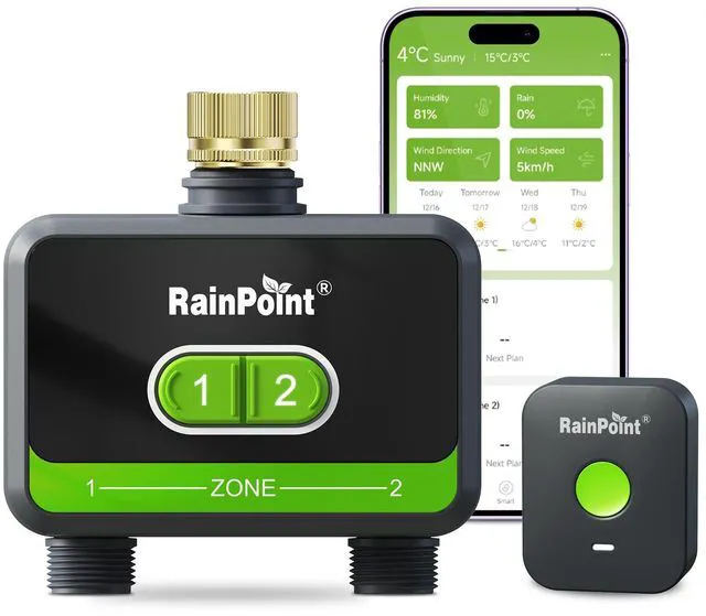 Main image of WiFi Water Timer for Garden Hose with Brass Inlet, 2-Zone Smart Sprinkler Hose Timer, WiFi Irrigation Controller, Automatic Watering System for Lawns and Yard