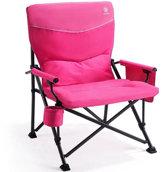 Main image of Padded Oversized Camping Chair for Women, Heavy Duty, Side Pockets, 500lbs, Pink