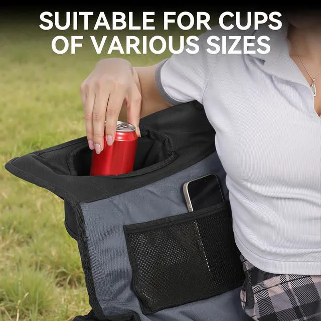 Alt view image 5 of 7 - Oversized Double Camping Chair Padded Camping Chairs for Adults,Black | Folding Loveseat with Cup Holders and Side Pockets Heavy Duty Outdoor Lawn Chairs for Camping,Sports, Fishing,Beach