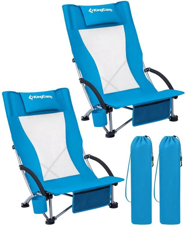 Main image of Low Beach Chairs, Portable Folding Chair for Adults Extra Wide 300lbs Heavy Duty Lightweight Oversized Gear with Cup Holder,Carry Bag,Foldable Chair Carry Bag for Outdoor Lawn Camping Picnic