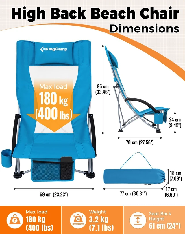 Alt view image 2 of 7 - Low Beach Chairs, Portable Folding Chair for Adults Extra Wide 300lbs Heavy Duty Lightweight Oversized Gear with Cup Holder,Carry Bag,Foldable Chair Carry Bag for Outdoor Lawn Camping Picnic