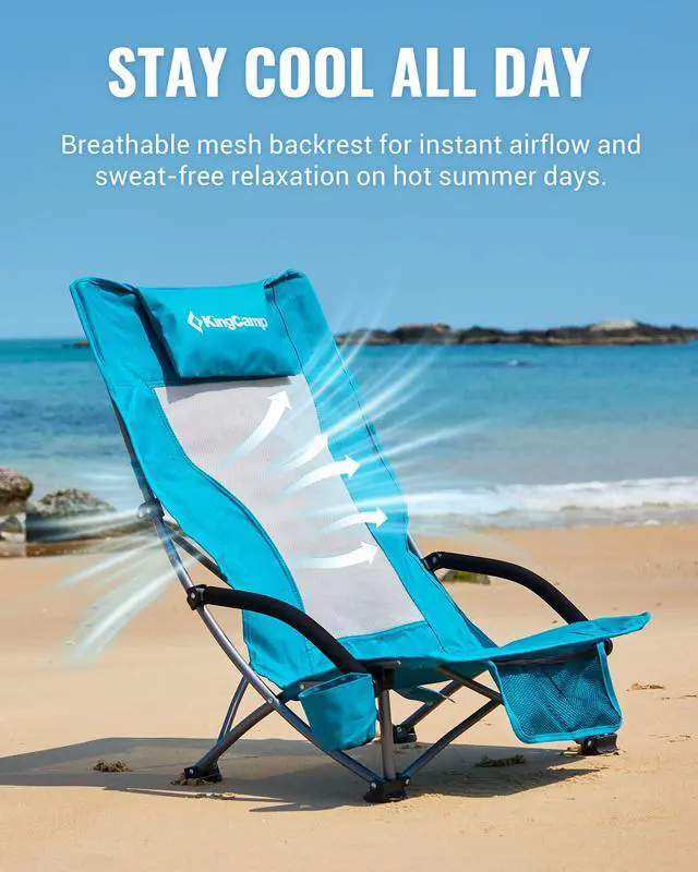 Alt view image 6 of 7 - Low Beach Chairs, Portable Folding Chair for Adults Extra Wide 300lbs Heavy Duty Lightweight Oversized Gear with Cup Holder,Carry Bag,Foldable Chair Carry Bag for Outdoor Lawn Camping Picnic
