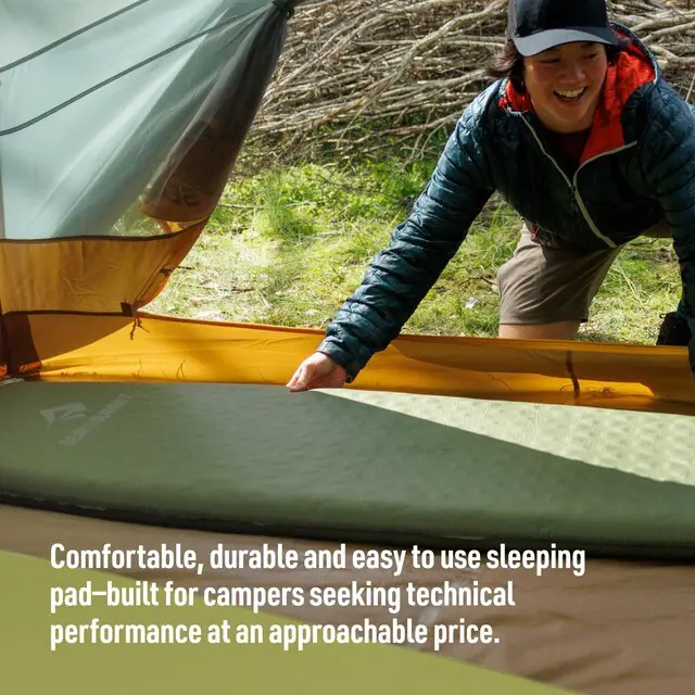 Alt view image 2 of 7 - Camp Plus SI Sleeping Mat, Rectangular/Large | Extra-thick 4-season self-inflating foam sleeping mat with a 4.3 R-value insulates comfortably against the coldest ground