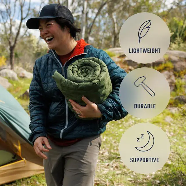 Alt view image 7 of 7 - Camp Plus SI Sleeping Mat, Rectangular/Large | Extra-thick 4-season self-inflating foam sleeping mat with a 4.3 R-value insulates comfortably against the coldest ground