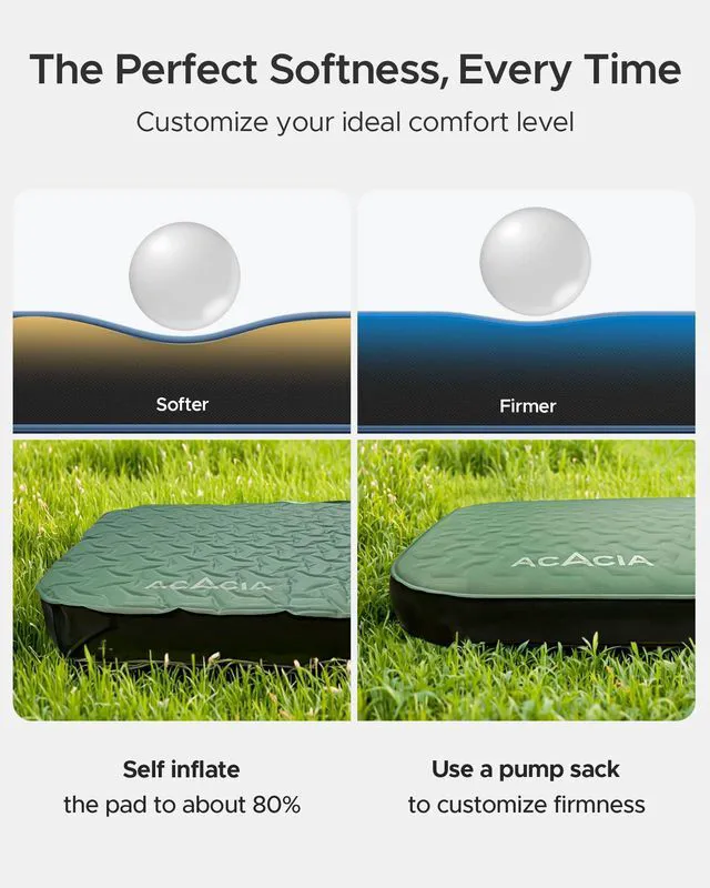 Alt view image 3 of 7 - 4.3" Thick Self Inflating Sleeping Pad with Foam | Innovative Y-Shaped Telescopic Structure | Ultraportable Camping Mattress | Outdoor Compact Air Mat for Tent Car | Single