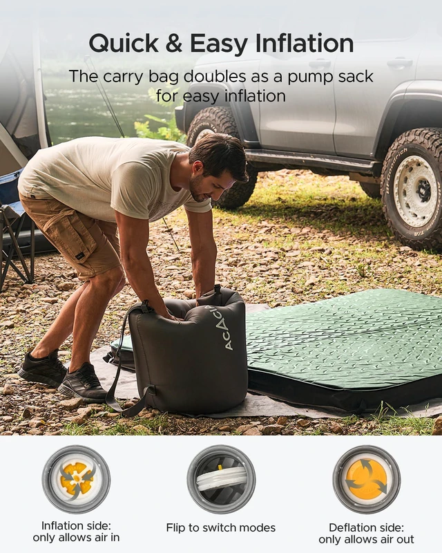 Alt view image 4 of 7 - 4.3" Thick Self Inflating Sleeping Pad with Foam | Innovative Y-Shaped Telescopic Structure | Ultraportable Camping Mattress | Outdoor Compact Air Mat for Tent Car | Single
