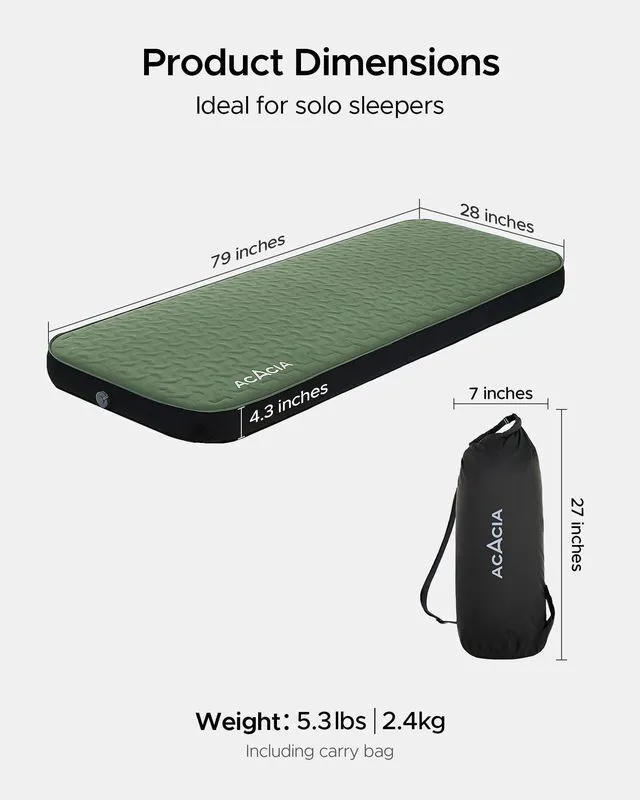 Alt view image 7 of 7 - 4.3" Thick Self Inflating Sleeping Pad with Foam | Innovative Y-Shaped Telescopic Structure | Ultraportable Camping Mattress | Outdoor Compact Air Mat for Tent Car | Single
