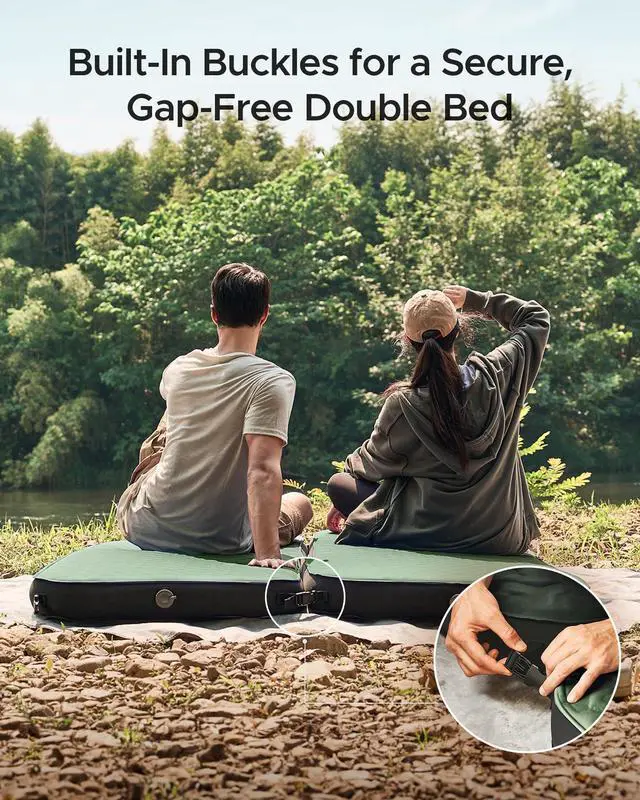 Alt view image 6 of 7 - 4.3" Thick Self Inflating Sleeping Pad with Foam | Innovative Y-Shaped Telescopic Structure | Ultraportable Camping Mattress | Outdoor Compact Air Mat for Tent Car | Single