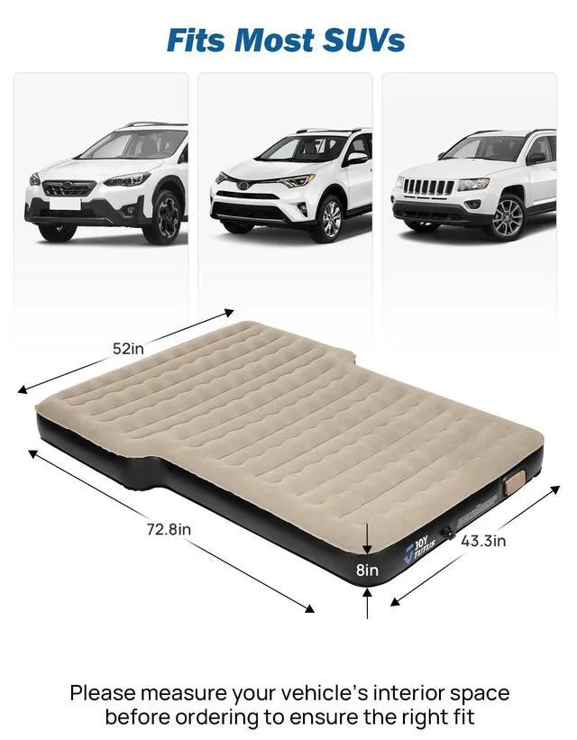 Alt view image 6 of 6 - SUV Air Mattress with Built-in Pump for Car Camping, 2 Pillows | Soft flocking thick oxford surface, with upgraded built-in pump, 2 pillows included, perfect for outdoor camping travel