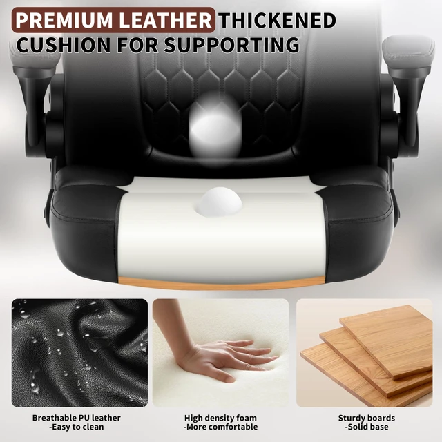 Alt view image 4 of 7 - Leather Office Chair Swivel Lumbar Support for Short People Black | Executive Office Chair PU,Leather Office Chair with Wheels,360° Swivel Rolling Chair with Padded Arm,Ergonomic Computer Chair