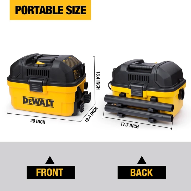 Alt view image 4 of 7 - DXV04T 4 Gallon 5 Peak HP Portable Corded Wet/Dry Shop Vacuum