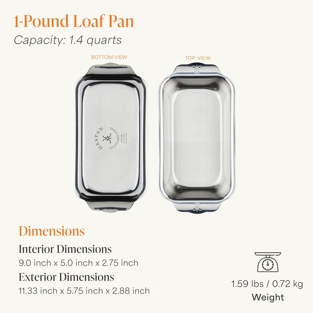 Alt view image 2 of 6 - Provisions OvenBond Tri-ply Clad Stainless Steel, 1-Pound Loaf Pan (9" x 5")