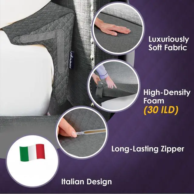 Alt view image 4 of 7 - Bed Wedge Pillow for Headboard Gap Up to 7", Triangle Gap Filler for Bed, Mattress Wedge Gap Filler, Headboard Space Filler, Corner Pillow, Grey King 76"