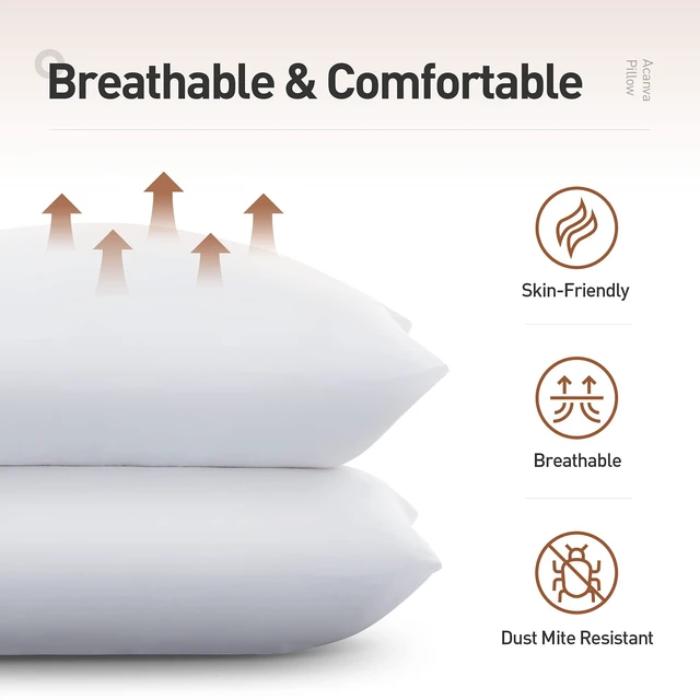 Alt view image 3 of 6 - Bed Pillows 2 Pack Hotel Collection Luxury Soft Inserts for Sleeping-Breathable and Comfortable for Stomach Back Sleepers, Standard (Pack of 2),