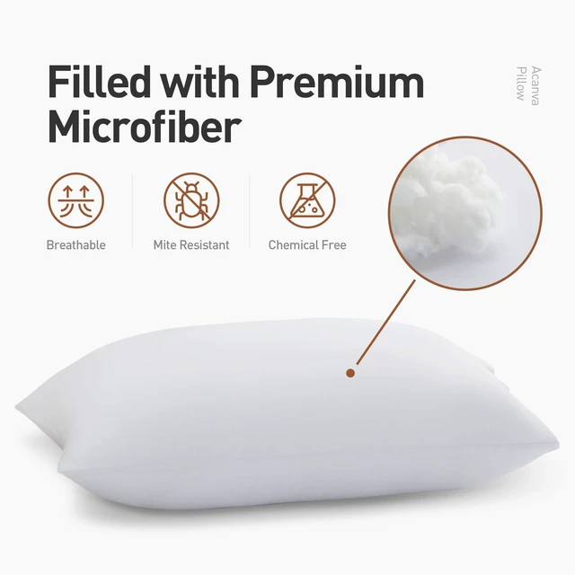 Alt view image 2 of 6 - Bed Pillows 2 Pack Hotel Collection Luxury Soft Inserts for Sleeping-Breathable and Comfortable for Stomach Back Sleepers, Standard (Pack of 2),