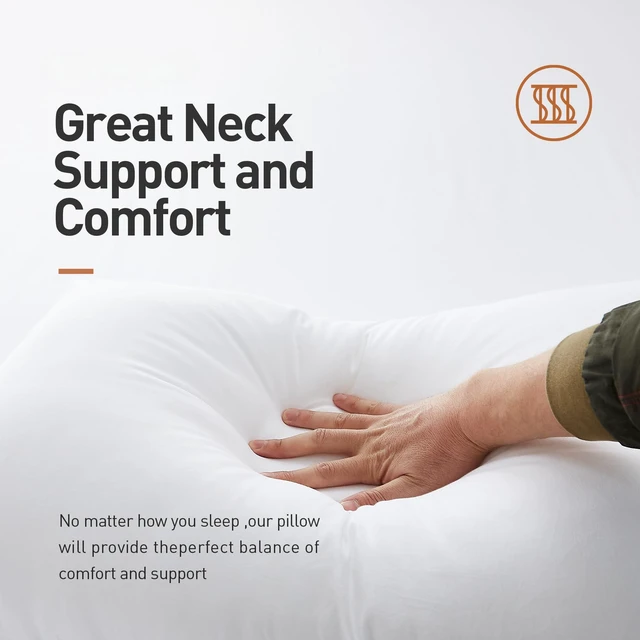 Alt view image 4 of 6 - Bed Pillows 2 Pack Hotel Collection Luxury Soft Inserts for Sleeping-Breathable and Comfortable for Stomach Back Sleepers, Standard (Pack of 2),