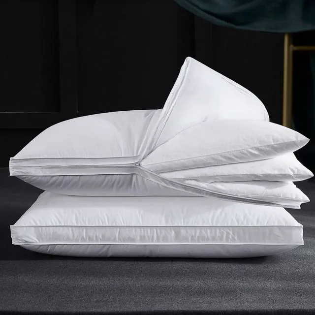 Main image of Adjustable Layer Goose Feather Pillow,Assemblable Bed Pillow,100% Soft Organic Cotton Cover,Good for Side and Back Stomach Sleeper, Queen Size,Packaging Include 2 Pillows