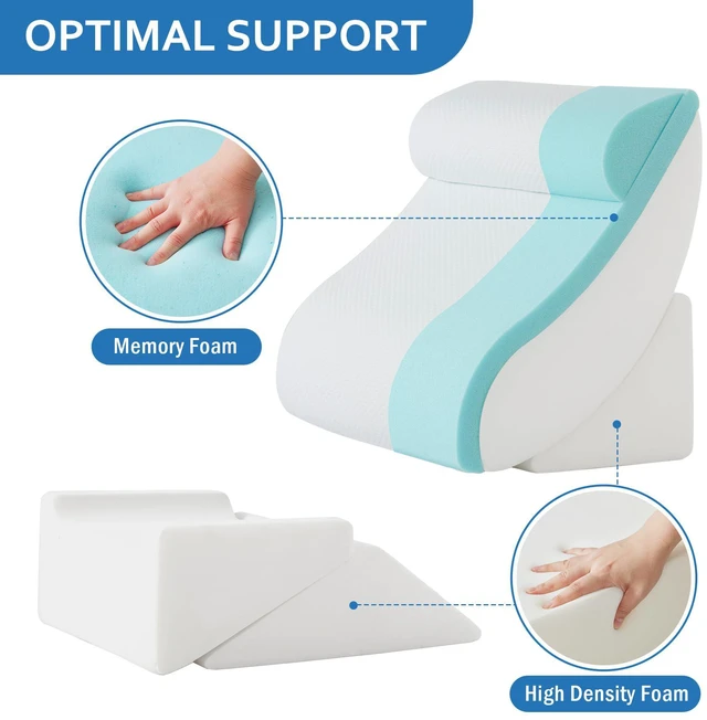 Alt view image 4 of 7 - 5Pcs Wedge Pillow Set for After Surgery, Memory Foam, Grey | Orthopedic Bed Wedge, Acid Reflux Relief, Back Pain Relief, Adjustable Back Pillow for Bed Sitting up, Removable Cover
