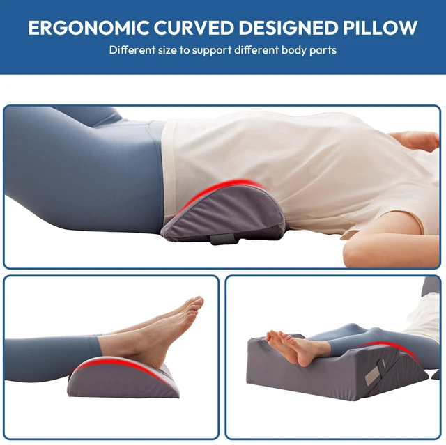 Alt view image 4 of 7 - 6PCS Wedge Pillow Set for After Surgery, Back Pillow for Bed Sitting Up, Orthopedic Bed Wedge for Body, Leg Pain Relief, Memory Foam Pillow for Post Surgery, Sleeping, Acid Reflux, Plush Grey
