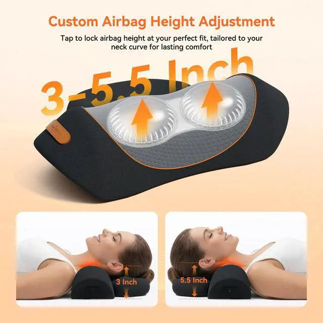 Alt view image 3 of 7 - 3 in-1 Cordless Neck Massager Pillow with Heat, Vibration & Traction | 2026 Upgraded Ergonomic Neck Pillow for Daily Muscle Relaxation, Cordless & USB-C Charging