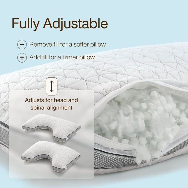Alt view image 2 of 7 - Eden Cut-Out Bed Pillow for Side Sleepers, Queen Size, Adjustable Medium Soft Memory Foam Cooling Pillow with Ergonomic Shoulder Cut-Out, CertiPUR-US/GREENGUARD Gold