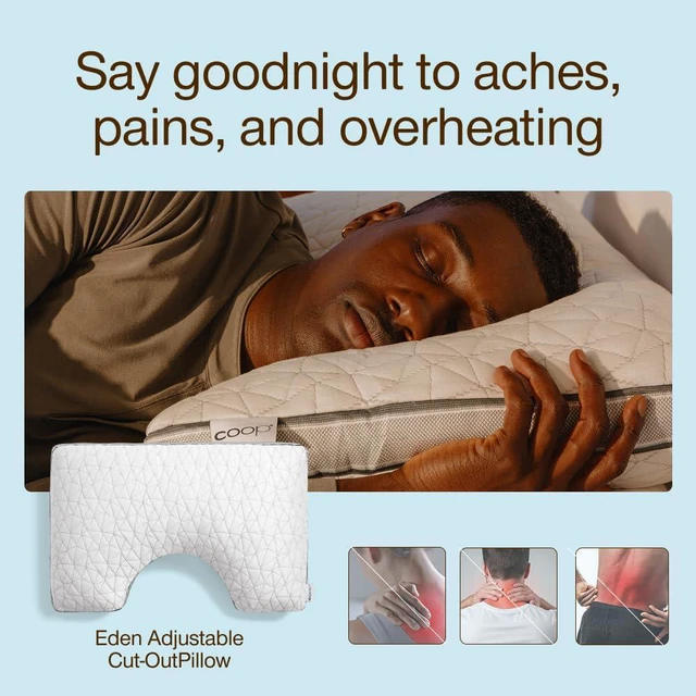 Alt view image 6 of 7 - Eden Cut-Out Bed Pillow for Side Sleepers, Queen Size, Adjustable Medium Soft Memory Foam Cooling Pillow with Ergonomic Shoulder Cut-Out, CertiPUR-US/GREENGUARD Gold