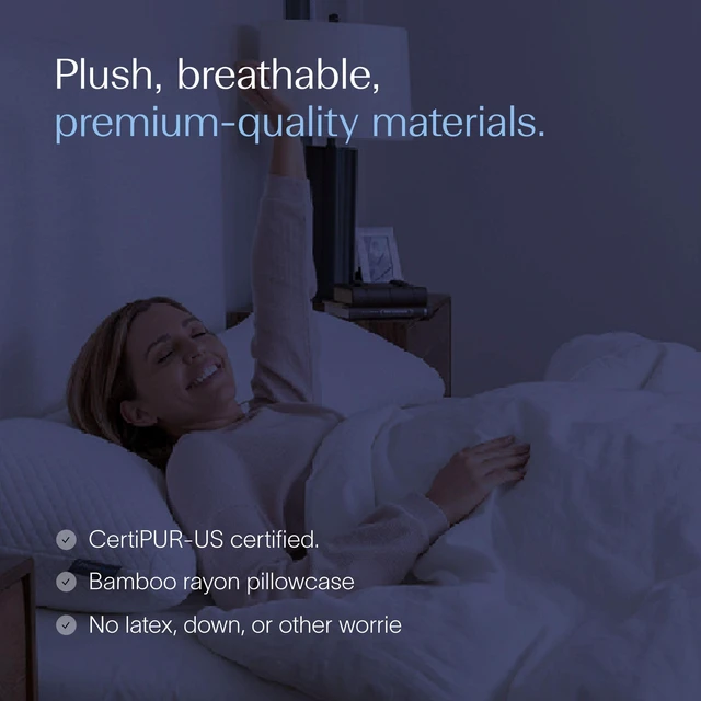 Alt view image 4 of 6 - Moon Pillow Queen, Adjustable Shredded Memory Foam | CertiPUR-US Certified · Luxury Cover · Neutral Alignment for Back Side Combo Sleepers · Adjustable Loft Fill