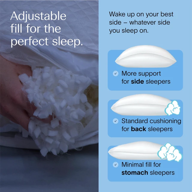 Alt view image 6 of 6 - Moon Pillow Queen, Adjustable Shredded Memory Foam | CertiPUR-US Certified · Luxury Cover · Neutral Alignment for Back Side Combo Sleepers · Adjustable Loft Fill