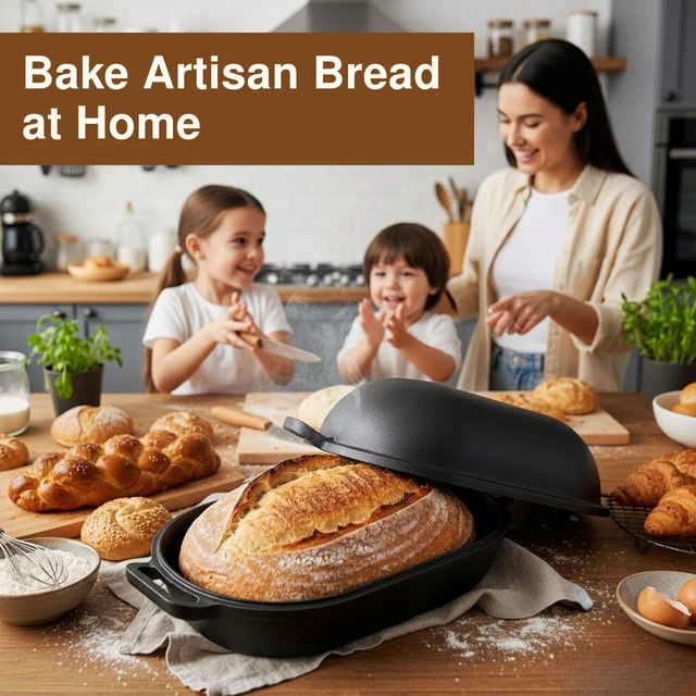 Alt view image 5 of 7 - Large 9QT Cast Iron Bread & Loaf Pan | Heavy Duty, Pre-seasoned, Perfect for Baking