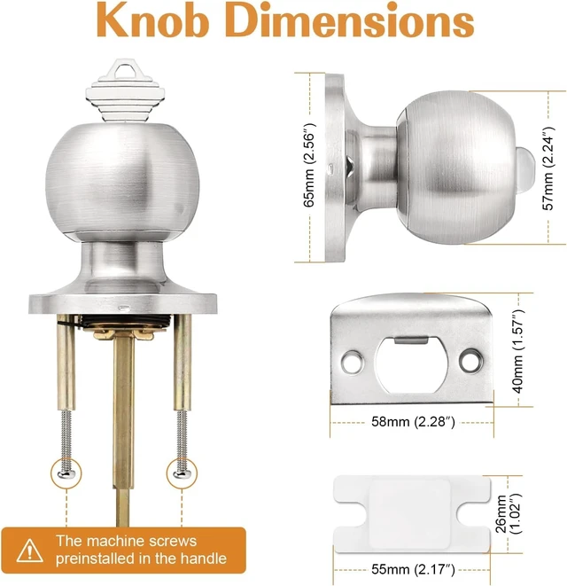 Alt view image 6 of 7 - 10 Pack Brushed Nickel Keyed Alike Entry Door Knobs Single Cylinder Security Lock Set Round Ball Entrance Door Hardware with Adjustable Backset