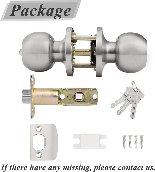 Alt view image 7 of 7 - 10 Pack Brushed Nickel Keyed Alike Entry Door Knobs Single Cylinder Security Lock Set Round Ball Entrance Door Hardware with Adjustable Backset