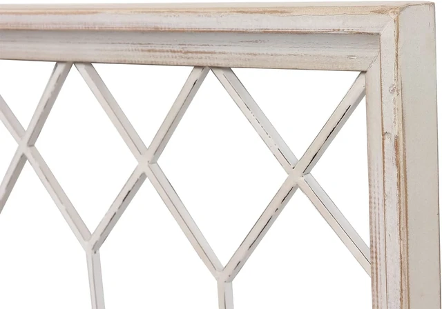 Alt view image 6 of 7 - 40 x 20 Inch Rustic Wood Window Frame Wall Decor, Hand Distressed White FIR Wood Farmhouse Decorative Window Pane Art for Living Room Bedroom Entryway