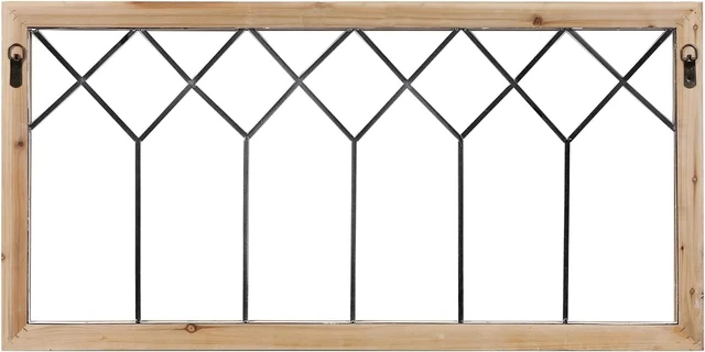 Alt view image 7 of 7 - 40 x 20 Inch Rustic Wood Window Frame Wall Decor, Hand Distressed White FIR Wood Farmhouse Decorative Window Pane Art for Living Room Bedroom Entryway