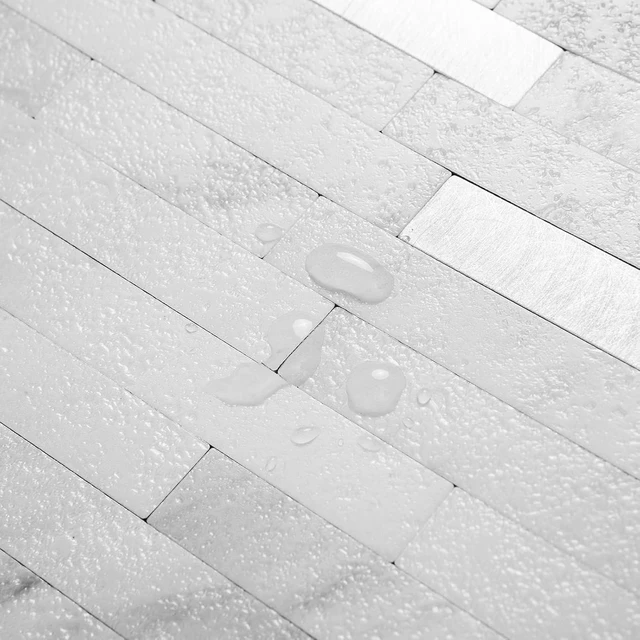 Alt view image 2 of 7 - 40 Sheets 11.7"x5.9" Peel and Stick Backsplash Tiles, White Marble Textured PVC Self Adhesive Wall Tile, Waterproof Heat Resistant Stick On Wall Panels for Kitchen Bathroom RV
