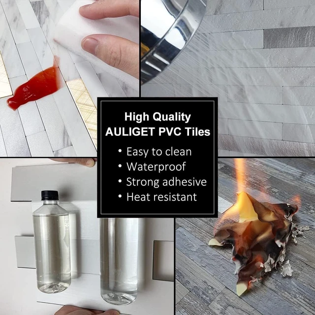 Alt view image 4 of 7 - 40 Sheets 11.7"x5.9" Peel and Stick Backsplash Tiles, White Marble Textured PVC Self Adhesive Wall Tile, Waterproof Heat Resistant Stick On Wall Panels for Kitchen Bathroom RV