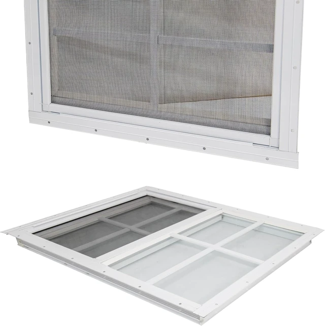 Alt view image 4 of 6 - 14" x 21" White Sliding Shed Windows, Tempered Glass & Fiberglass Screen, 2 Pack Waterproof Insect Proof Replacement Windows for Garage, Barn, Chicken Coop, Playhouse