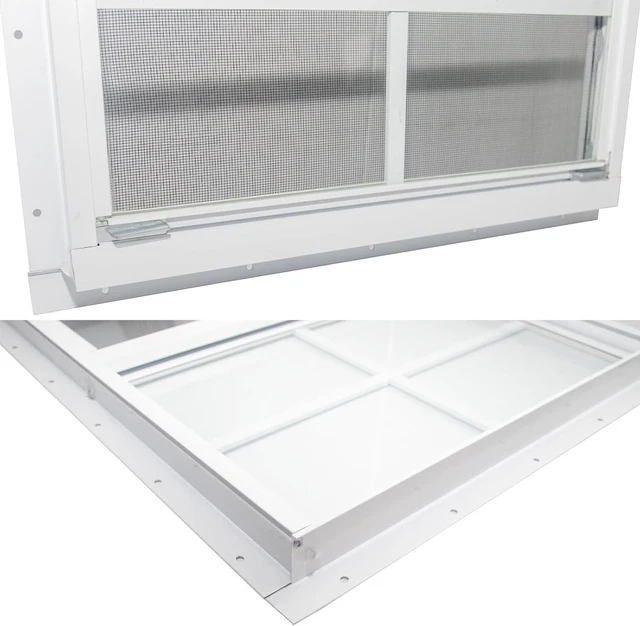 Alt view image 4 of 7 - 2 Pack 18" x 23" Flush Mount Shed Windows, Aluminum Frame Tempered Glass with Fiberglass Screen, Ventilation Replacement Windows for Chicken Coop Playhouse Garage Household Outbuildings
