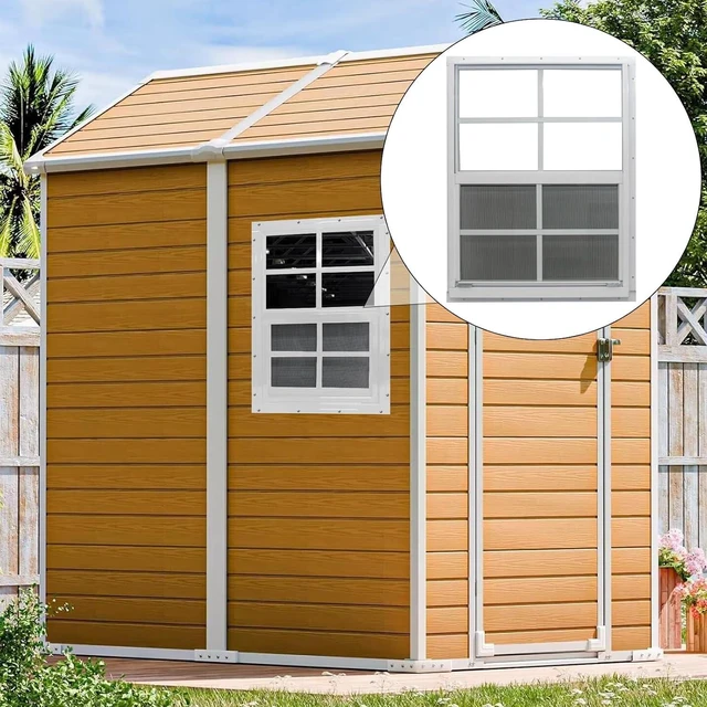 Alt view image 6 of 7 - 2 Pack 18" x 23" Flush Mount Shed Windows, Aluminum Frame Tempered Glass with Fiberglass Screen, Ventilation Replacement Windows for Chicken Coop Playhouse Garage Household Outbuildings