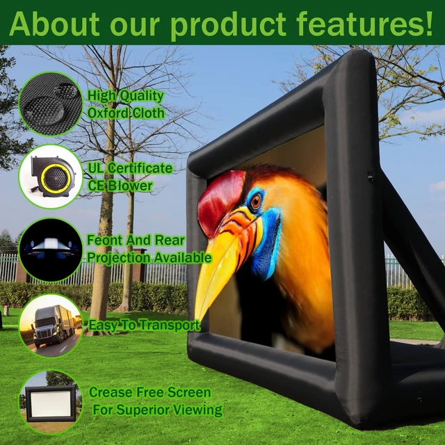 Alt view image 2 of 7 - 16ft Inflatable Movie Projector Screen, Indoor and Outdoor Projector Screen with Carry Bag for Front and Rear Projection