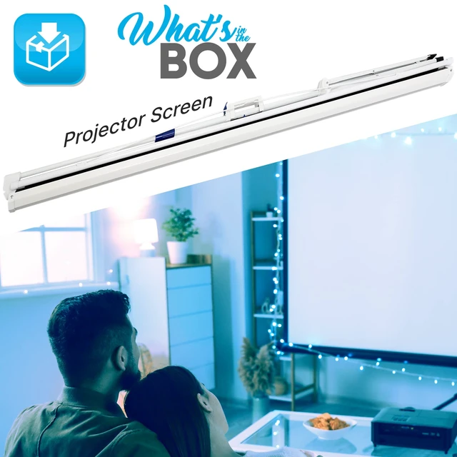 Alt view image 2 of 6 - Upgraded 72" Projector Screen with Floor Standing Portable Fold-Out Roll-Up Tripod Manual, Mobile Movie Screen, Home Theater Cinema Wedding Party Office Presentation, Quick Assembly (PRJTP72)